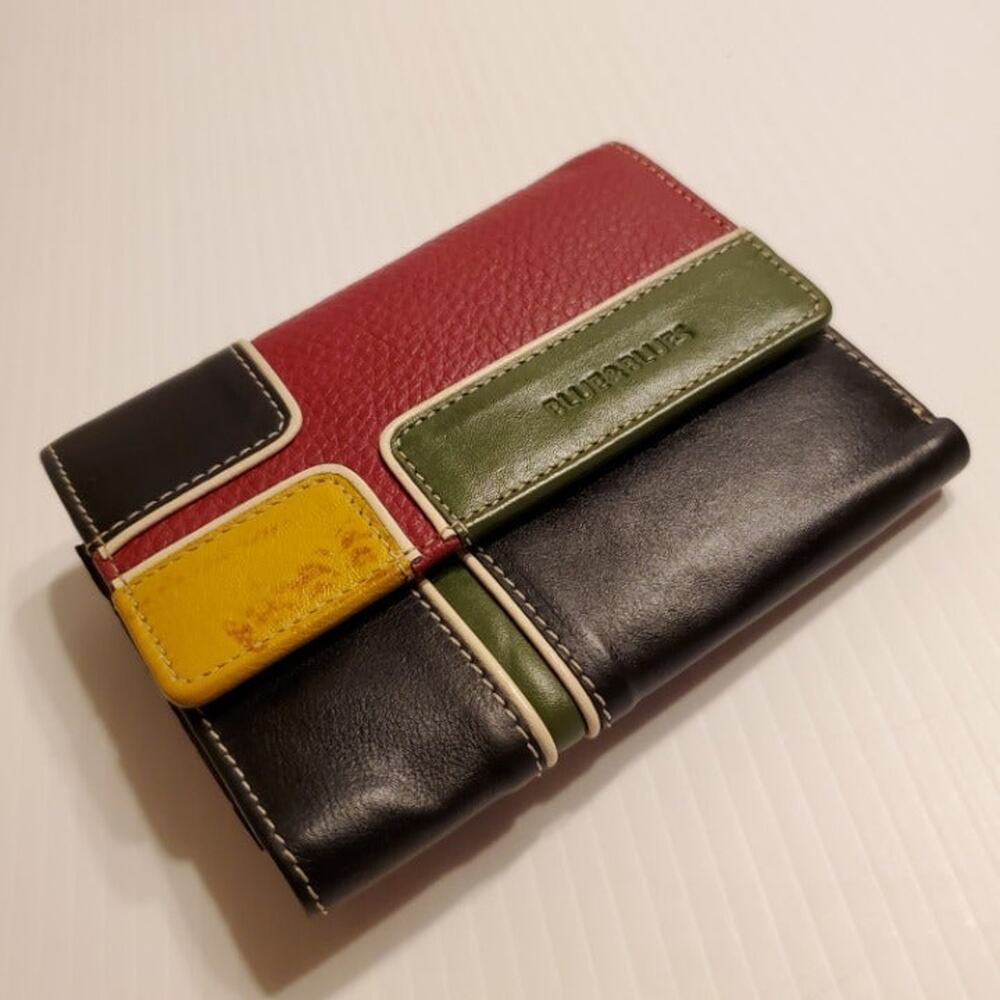 Blue & Blues Genuine Multicolored Leather Wallet. New, no tags. #1